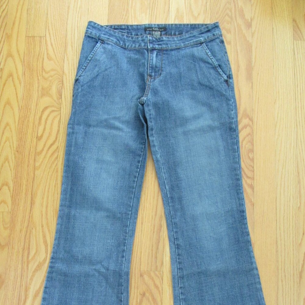 HEART MOON STAR WOMEN'S SIZE 6 JEANS MED BLUE DENIM LOW RISE TROUSERS FLARE LEG